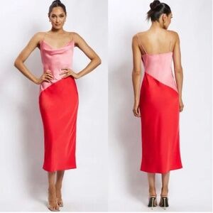 Meshki Pink and Red Maxi Dress